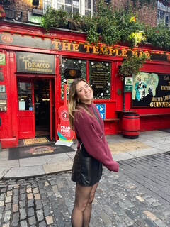 Ashlyn Johnson, GA in PIC, pictured in front of a pub in Europe